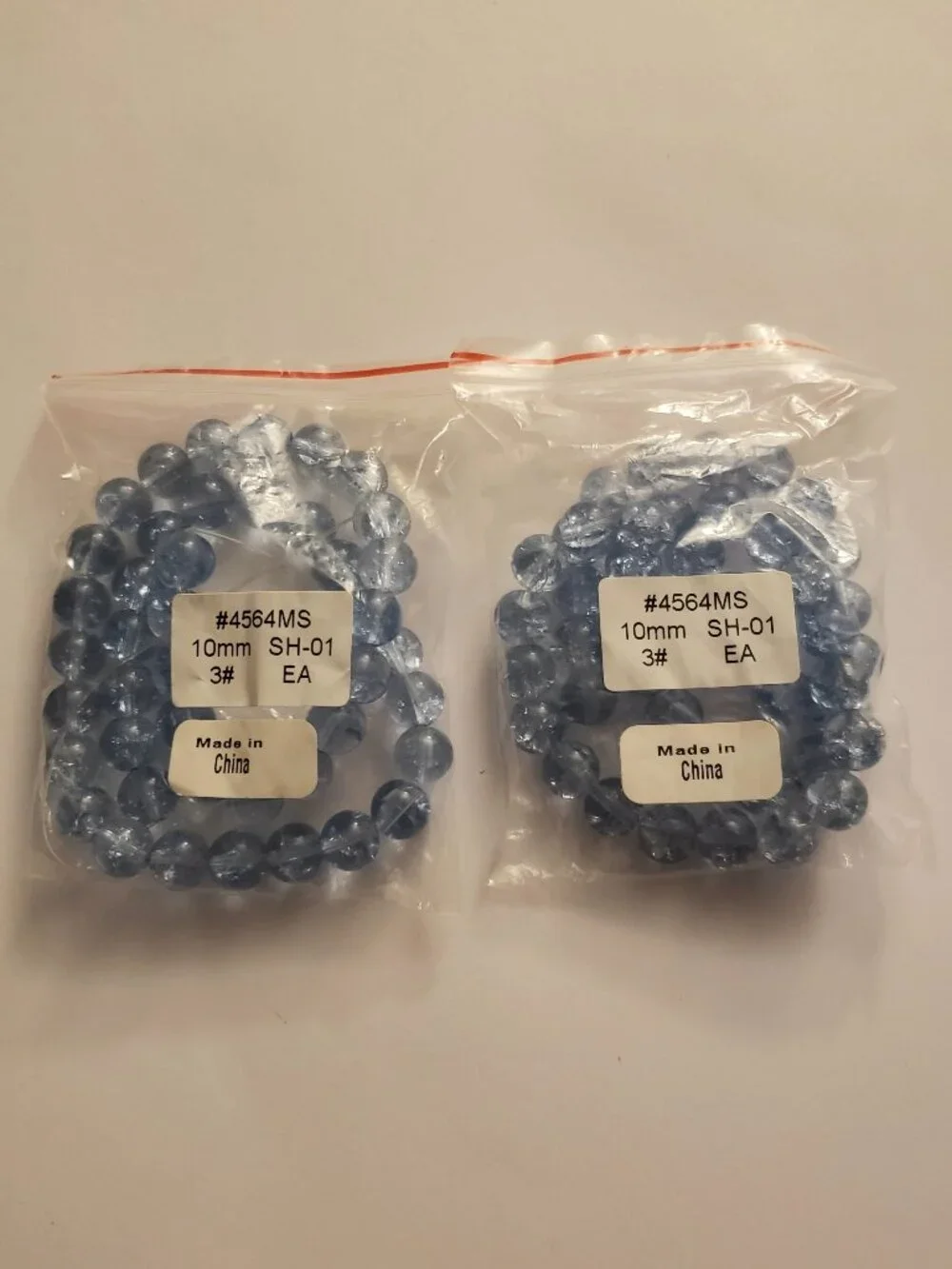 Blue Round Crackle Glass Beads Strand of Beads Jewelry Making Crafting